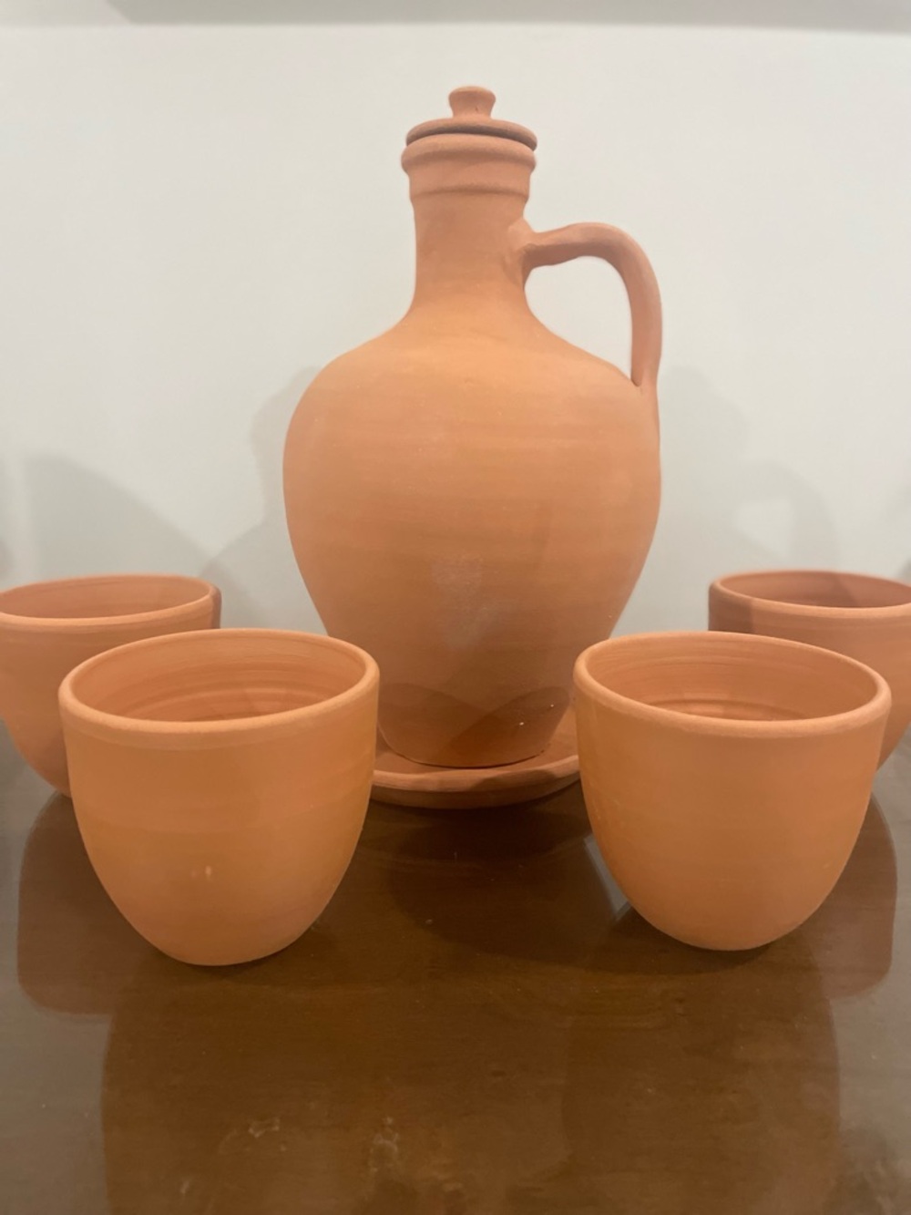 Terracotta Clay Pitcher and Cups Set - Natural Terracotta